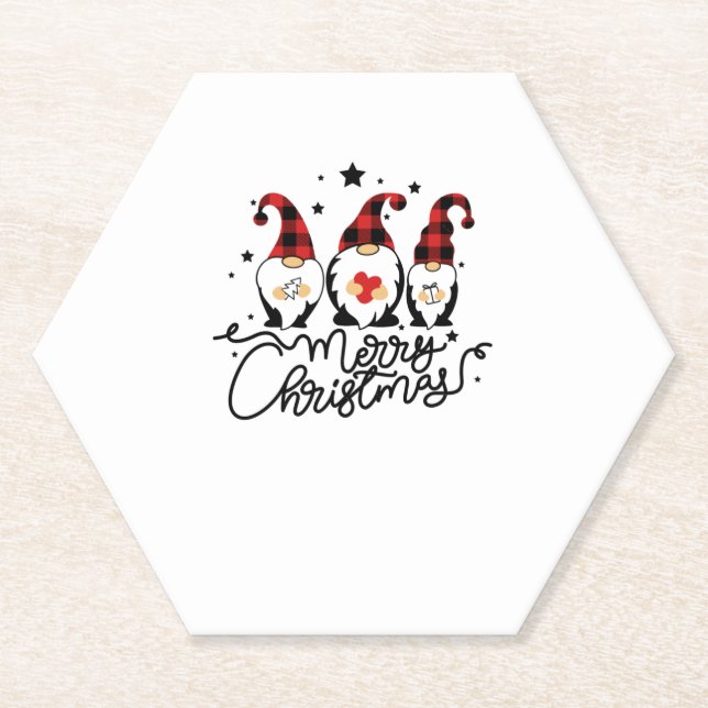merry christmas gnomes   paper coaster (Front)