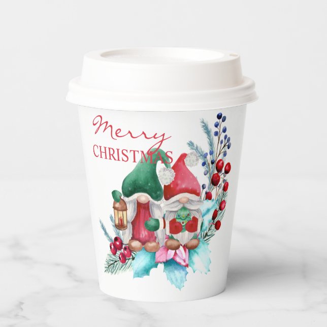 Merry Christmas Gnomes  Paper Cups (Front)