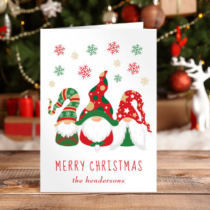 Merry Christmas Gnomes Photo Holiday Card