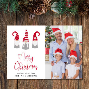 Merry Christmas Gnomes Photo Holiday Card