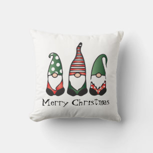 Merry Christmas Gnomes Red Green Cushion