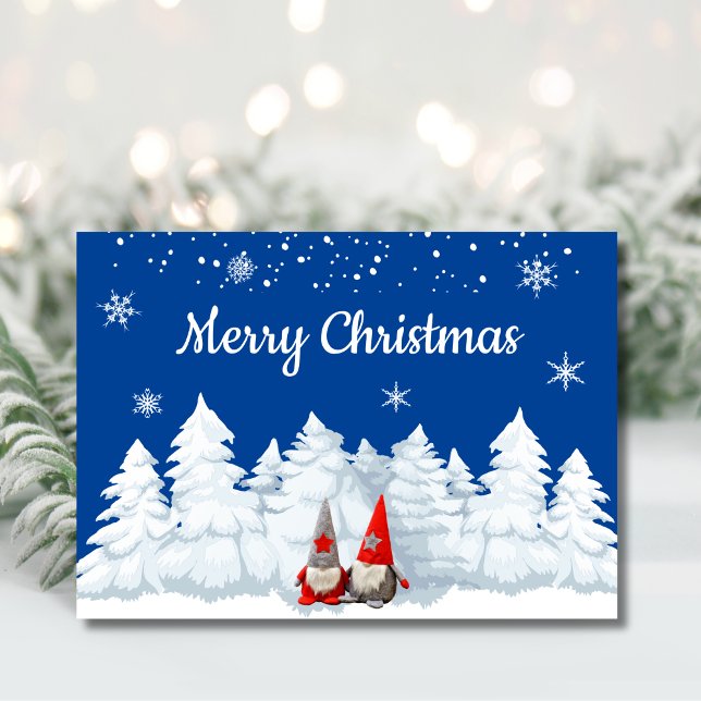 Merry Christmas Gnomes Snowy Day Holiday Card (Creator Uploaded)