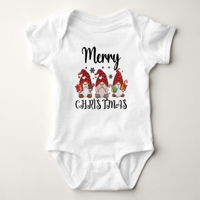 Merry Christmas Gnomies Christmas Gnomes  Baby Bodysuit (Front)
