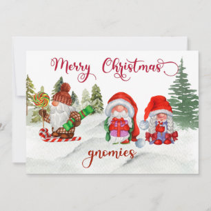 Merry Christmas Gnomies Gnome Holiday  Card