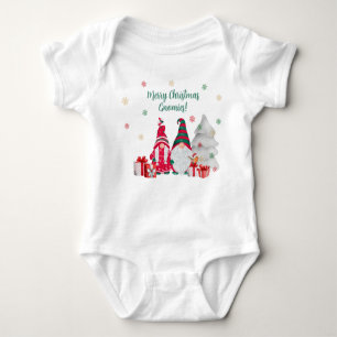 Merry Christmas Gnomies! Two Gnomes with Presents Baby Bodysuit