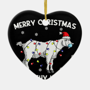 Merry Christmas Goat Face Mask Goat Santa Ceramic Tree Decoration
