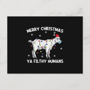 Merry Christmas Goat Face Mask Goat Santa Holiday Postcard