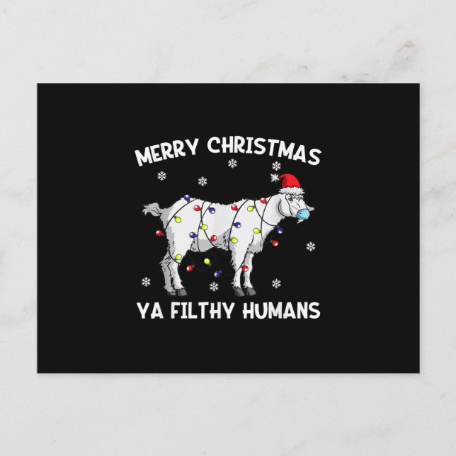 Merry Christmas Goat Face Mask Goat Santa Holiday Postcard (Front)