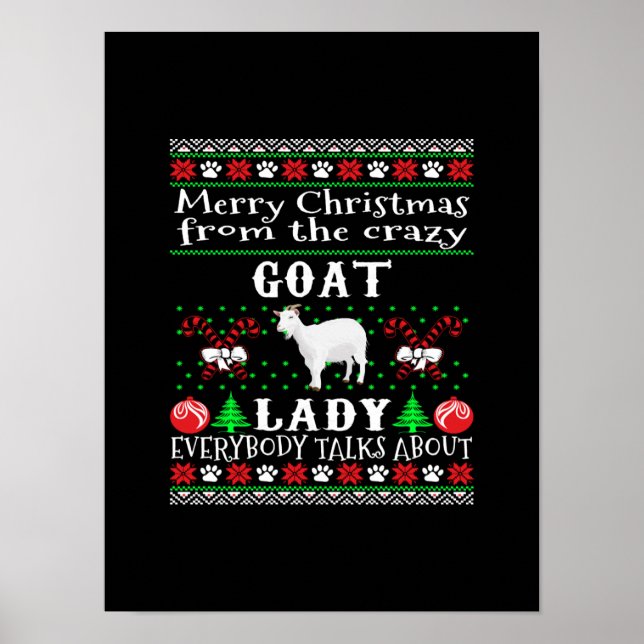 Merry Christmas Goat Lady Ugly Gift Poster (Front)