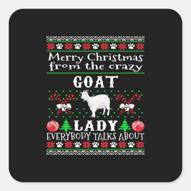 Merry Christmas Goat Lady Ugly Gift Square Sticker (Front)