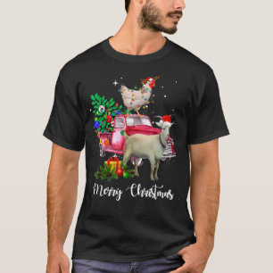 Merry Christmas Goats Chicken Lights Xmas Funny T-Shirt