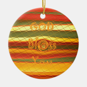 Merry Christmas God Bless You Colours Design Ceramic Tree Decoration