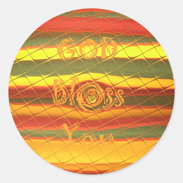 Merry Christmas God Bless You Colours Design Classic Round Sticker (Front)
