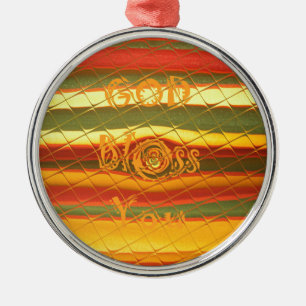 Merry Christmas God Bless You Colours Design Metal Tree Decoration