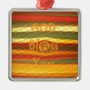 Merry Christmas God Bless You Colours Design Metal Tree Decoration