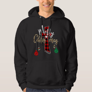 Merry Christmas God Cross Christian Buffalo Plaid Hoodie