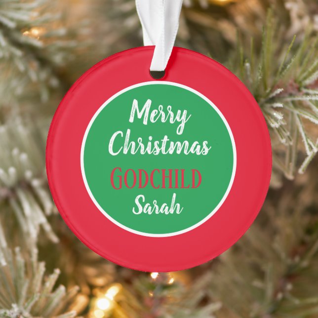 Merry Christmas Godchild personalised ornament (Tree)