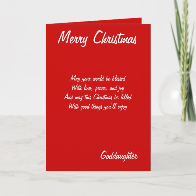Merry Christmas goddaughter cards (Front)