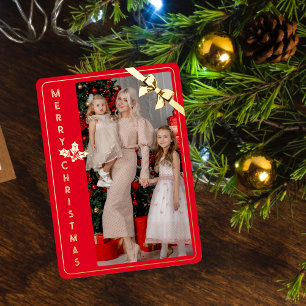 Merry Christmas gold and red family picture 