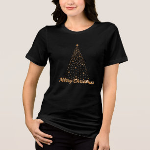 Merry Christmas gold and tree Tri-Blend Shirt