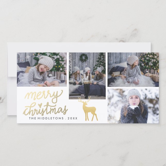 Merry Christmas Gold | Antler | Script Holiday (Front)