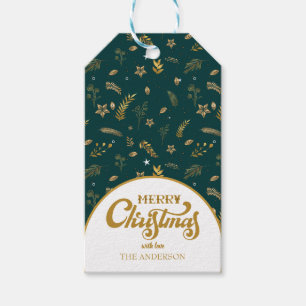 Merry Christmas Gold Arch Green elegant modern Gift Tags