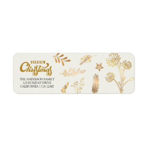 Merry Christmas Gold Arch White Elegant Address La