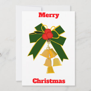 Merry Christmas Gold Bells Wreath Card