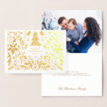 MERRY CHRISTMAS GOLD BOTANICAL PHOTO FOIL CARD<br><div class="desc">Gold Foil Pretty Birds and Flowers Christmas Card. Real Metallic Foil! Add/change your message inside. Stunning Gold Foil Greeting card! hearts,  birds,  trees,  berries,  detail.</div>