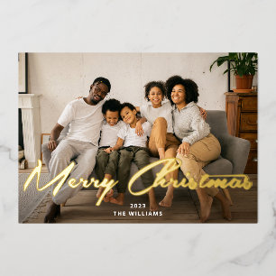 Merry Christmas Gold Brush Script Photo Real