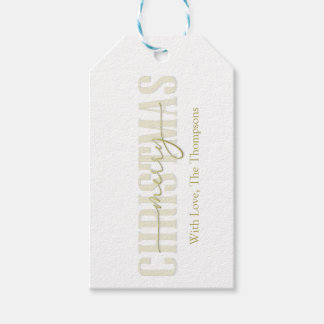 Merry Christmas Gold Calligraphy Script  Gift Tags