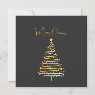 Merry Christmas gold Christmas tree holiday Postca Card
