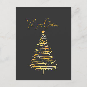 Merry Christmas gold Christmas tree holiday Postcard