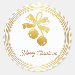 Merry Christmas Gold Classic Round Sticker