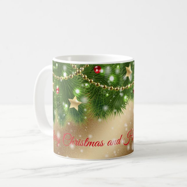 Merry Christmas Gold Coffee Mug (Front Left)