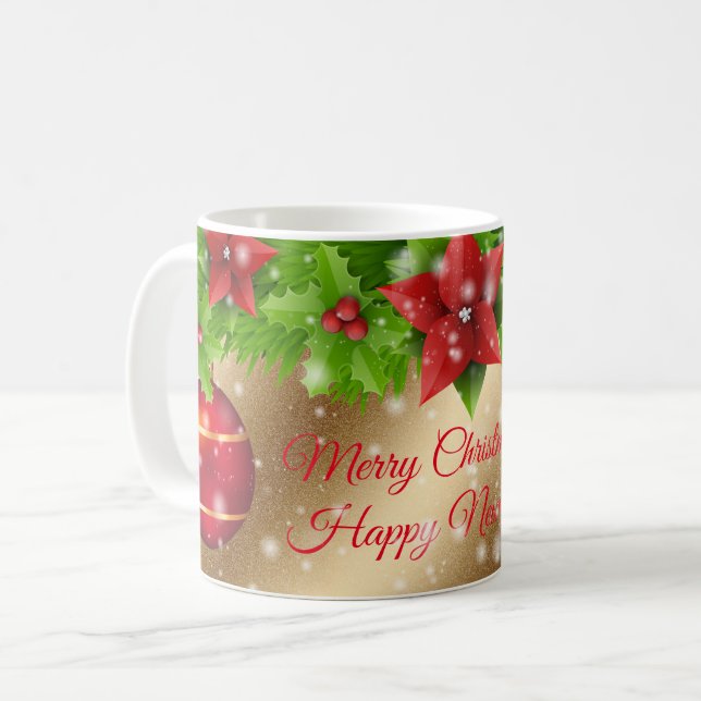 Merry Christmas Gold Coffee Mug (Front Left)