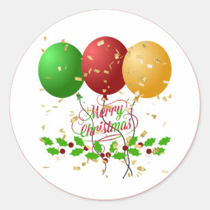 Merry Christmas, gold-coloured confetti, Classic Round Sticker