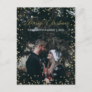 Merry Christmas Gold Dots Holiday Photo Postcard