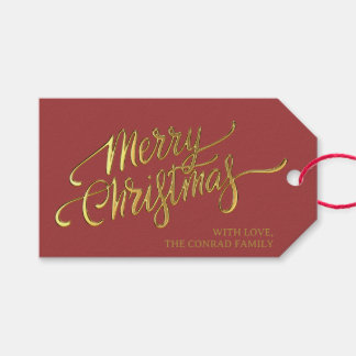 Merry Christmas, Gold, Elegant Holiday Gift Tags