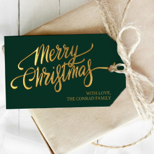 Merry Christmas, Gold, Elegant Holiday Gift Tags