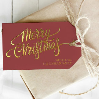 Merry Christmas, Gold, Elegant Holiday Gift Tags