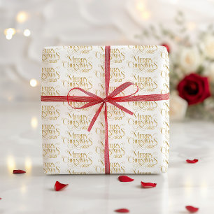 Merry Christmas Gold Festive Retro Typography Wrapping Paper