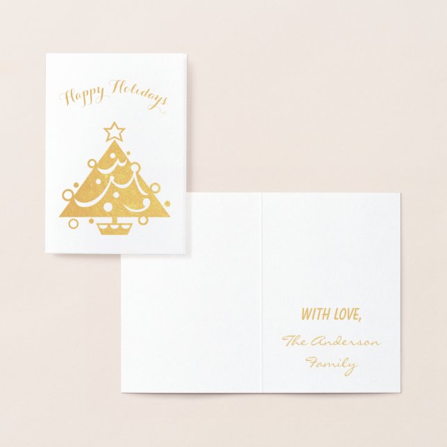 Merry Christmas Gold Foil Christmas Tree Stars Foil Card (Display)