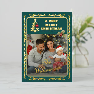 **Merry Christmas Gold Foil Family Photo