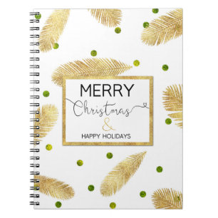 Merry Christmas Gold Glitter Script - Notebook