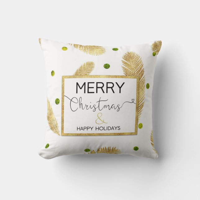 Merry Christmas Gold Glitter Script - Pillow (Front)