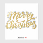 Merry Christmas Gold Glitter Sticker<br><div class="desc">Custom-cut vinyl sticker with an image of the sentiment “Merry Christmas” in glittery gold script. See the entire Holiday Sticker collection in the INVITES | Stickers & Labels section.</div>