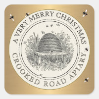 Merry Christmas Gold & Ivory Apiary Label