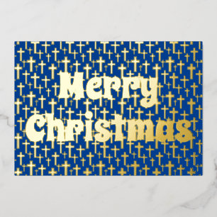 Merry Christmas gold Jesus cross elegant navy blue
