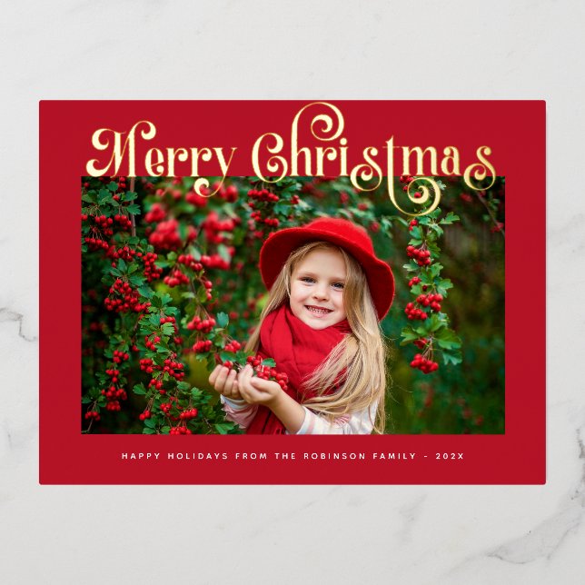merry christmas gold lettering greeting card (Front)